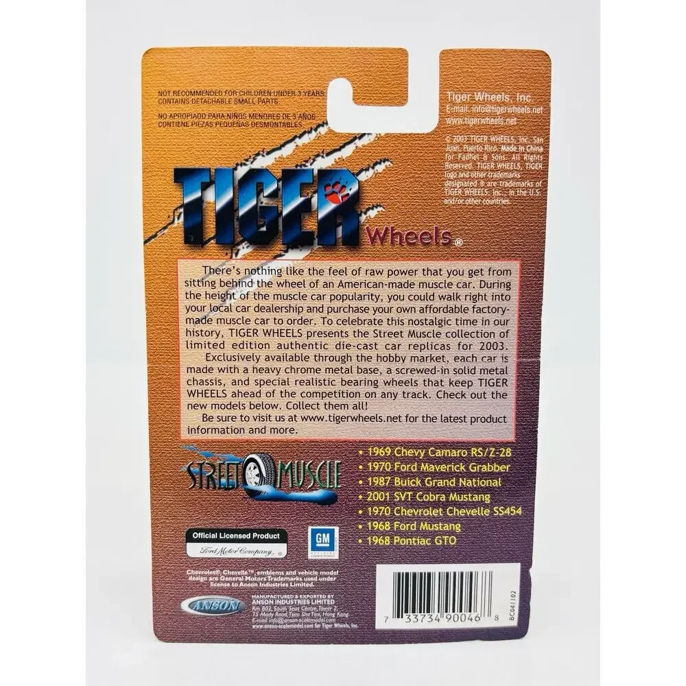 Tiger Wheels 1969 Chevy Camaro SS/RS 396 White Street Muscle w/ Protector 1/1500